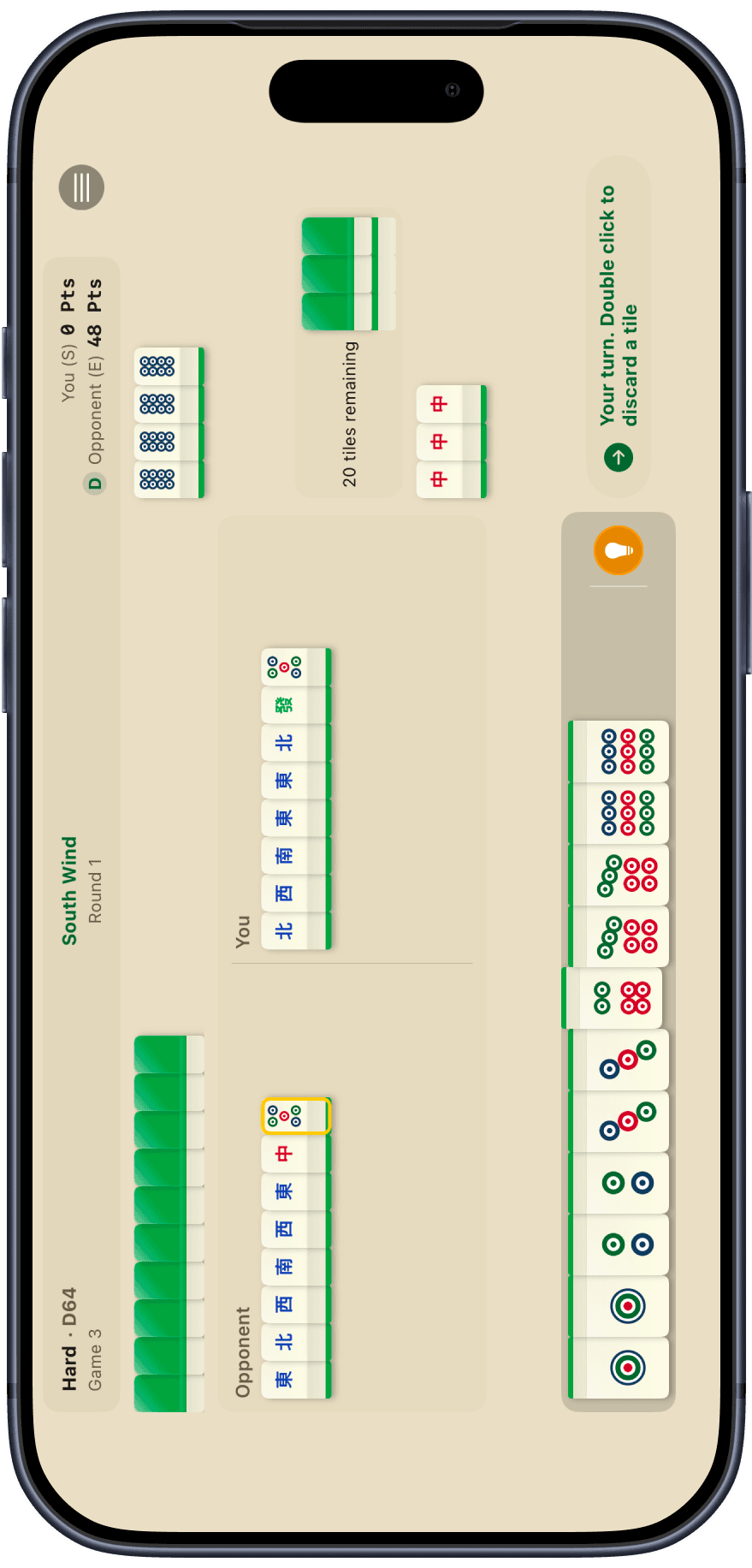 Duos Mahjong game in landscape mode